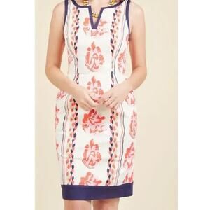Modcloth Womens Leader Floral Rope Sheath Dress Easter Preppy Whimsical Size 1X
